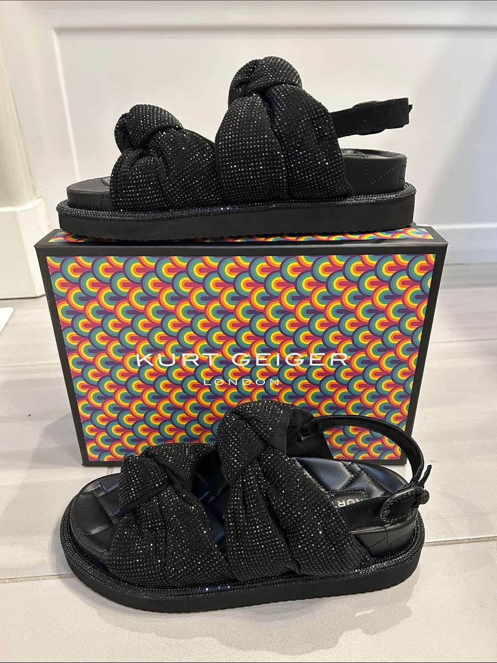Kurt Geiger Orson Knot Sparkle Strap Sandals